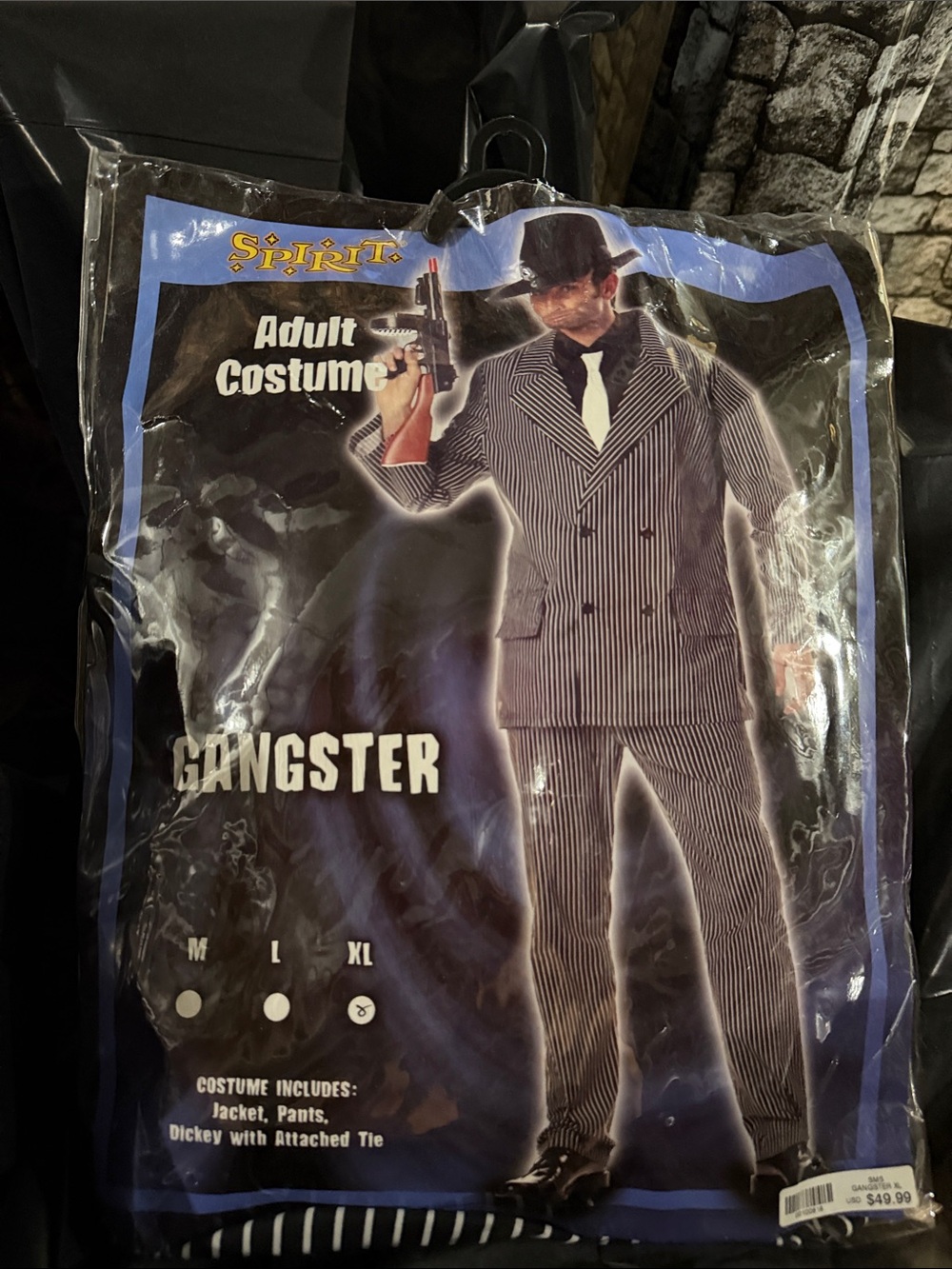 Spirit Black & White Pinstripe Gangster Suit Costume